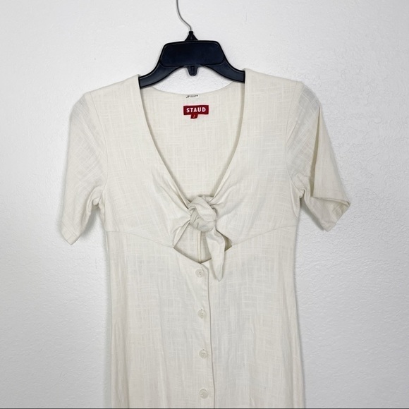 Staud Maya Linen Cut Out Maxi Dress Cream Ivory Size 2 - Picture 4 of 7